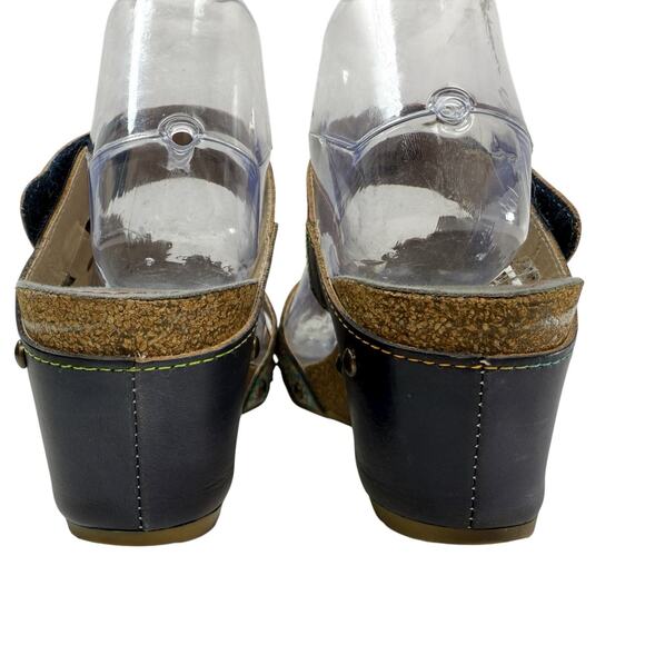 L'Artiste Delight Size 37 /7 Wedge Slide Sandals Comfort Floral Leather Colorful - Picture 5 of 11